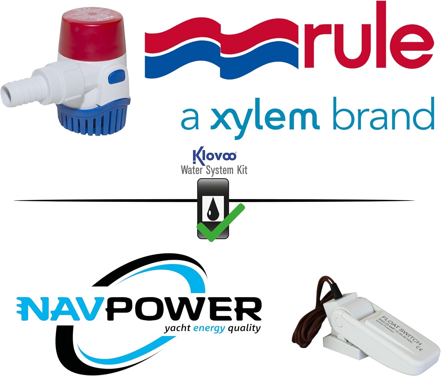 Kit Pompa di sentina e Interruttore - Rule + Navpower - Svuota e spurga acqua da sentina,pozzi